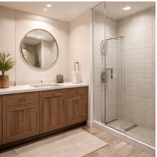 Modern bathroom at Hillcrest Suites